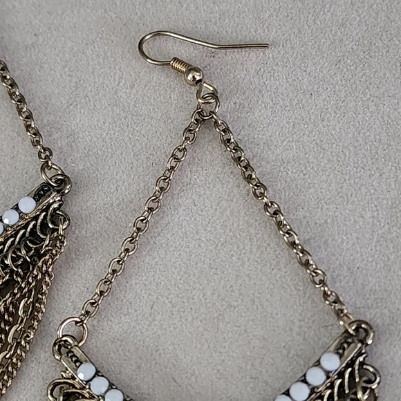 Gold Statement Multi Chain Chandelier Earrings - Picture 3 of 10